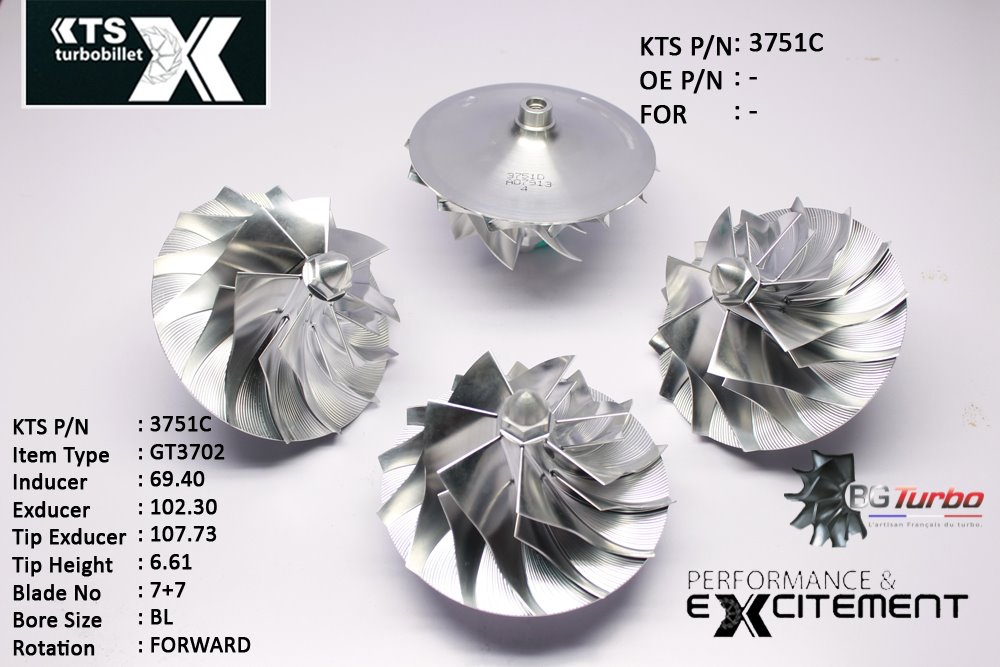 Turbo ROUE FORGÉE MFS PERFORMANCE - 7+7 PALES - INDUCER : 69,4 - EXDUCER : 102,3 - TYPE : GTA45ANGLE : 55° - ROTATION : Forward - SUPER BACK : 20,15 - BORE SIZE : 8,27
